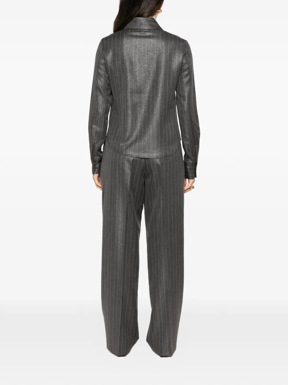 TWINSET Blouse met krijtstreep en verfraaid met kralen Grijs