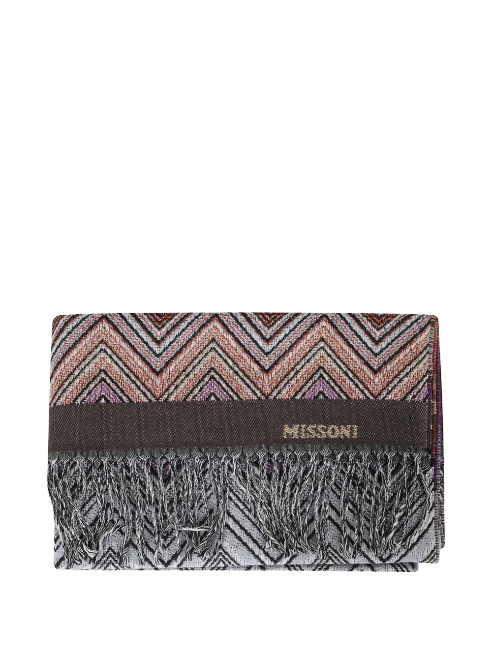 Missoni zigzag-pattern fringed scarf - Toni neutri