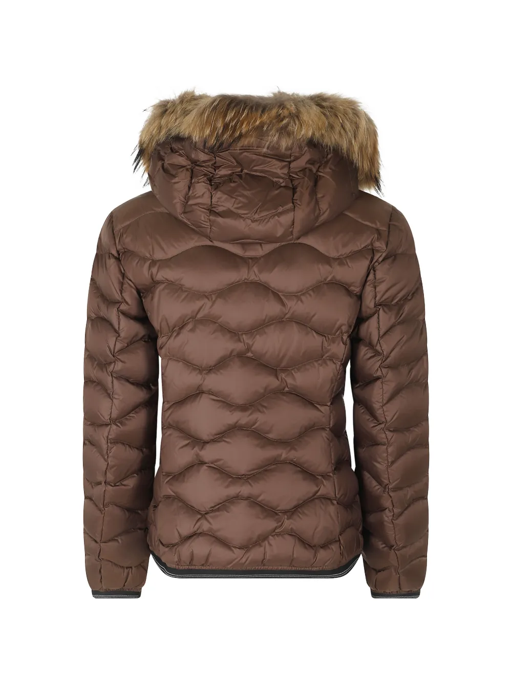 Blauer Gewatteerd jack met afwerking van imitatiebont Bruin