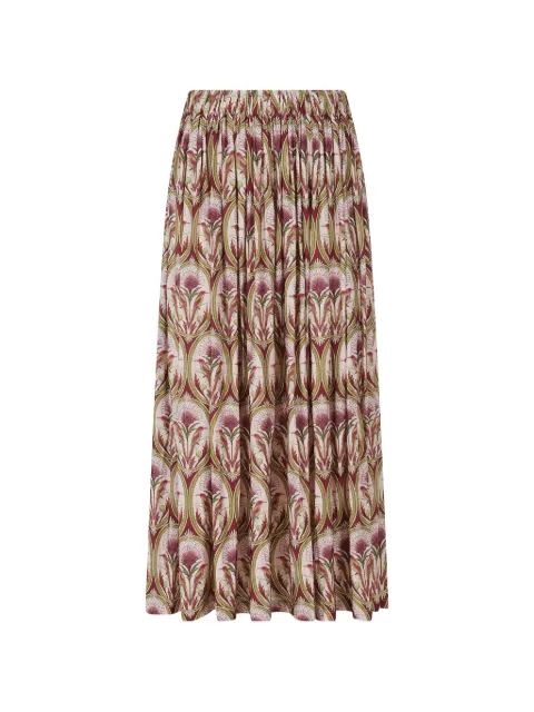FARM Rio Garden Medal printed midi pleated skirt