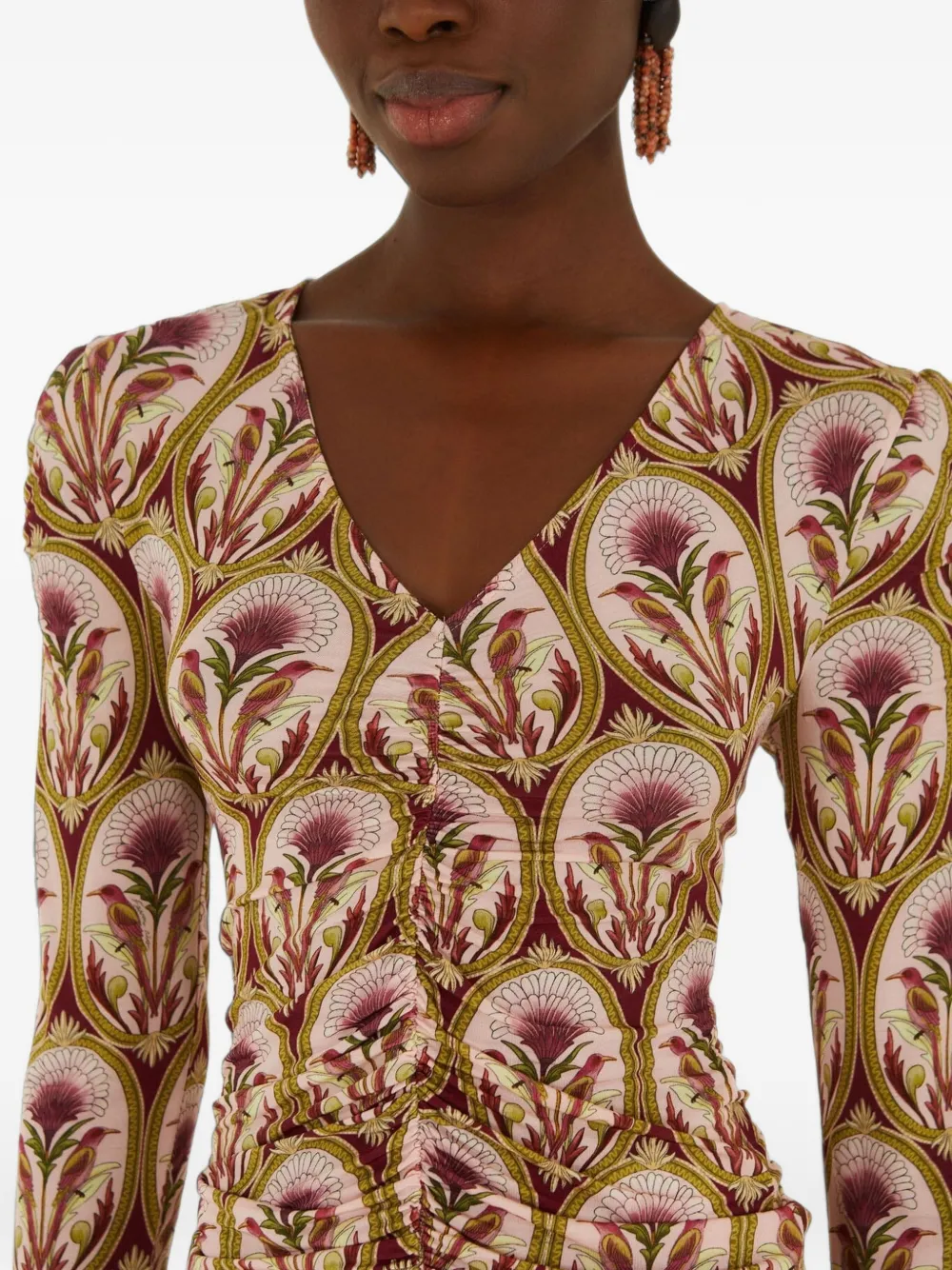 FARM Rio Garden Medal top met bloemen-print en ruches Roze