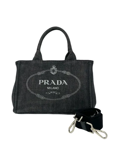 Prada Pre-Owned bolso satchel vaquero Canapa Tote pequeño con logo 2013-2026