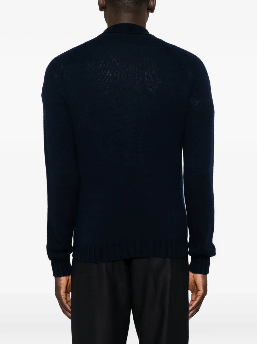 Tagliatore Trui met knoopkraag Blauw