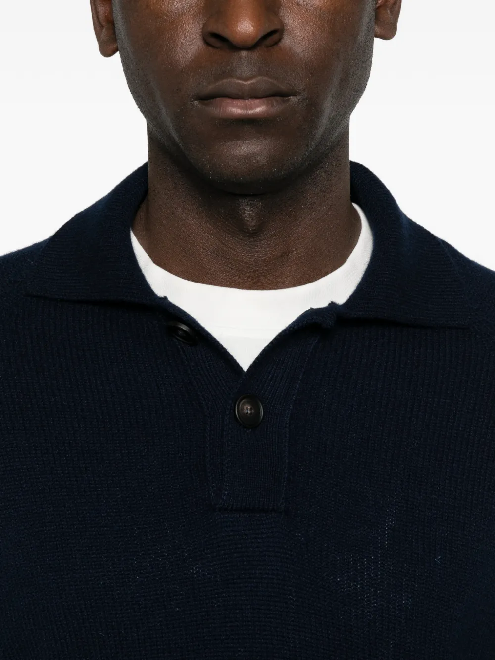 Tagliatore Trui met knoopkraag Blauw