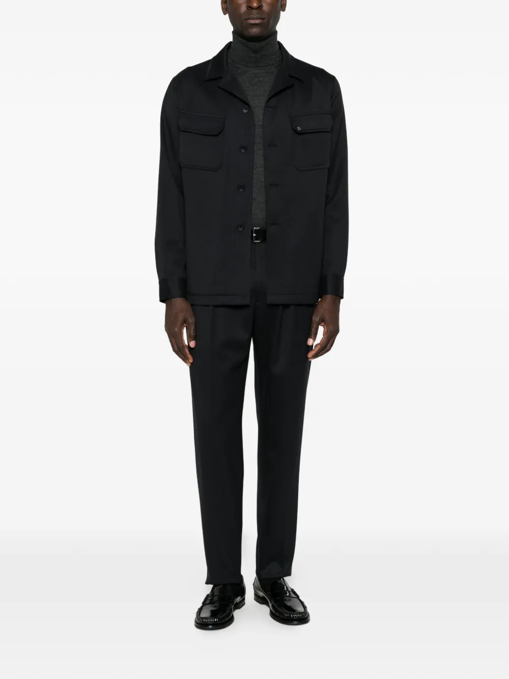 Tagliatore pleated twill-weave trousers Blauw