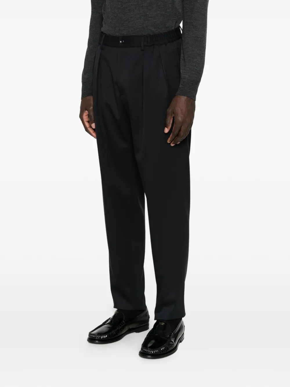 Tagliatore pleated twill-weave trousers Blauw