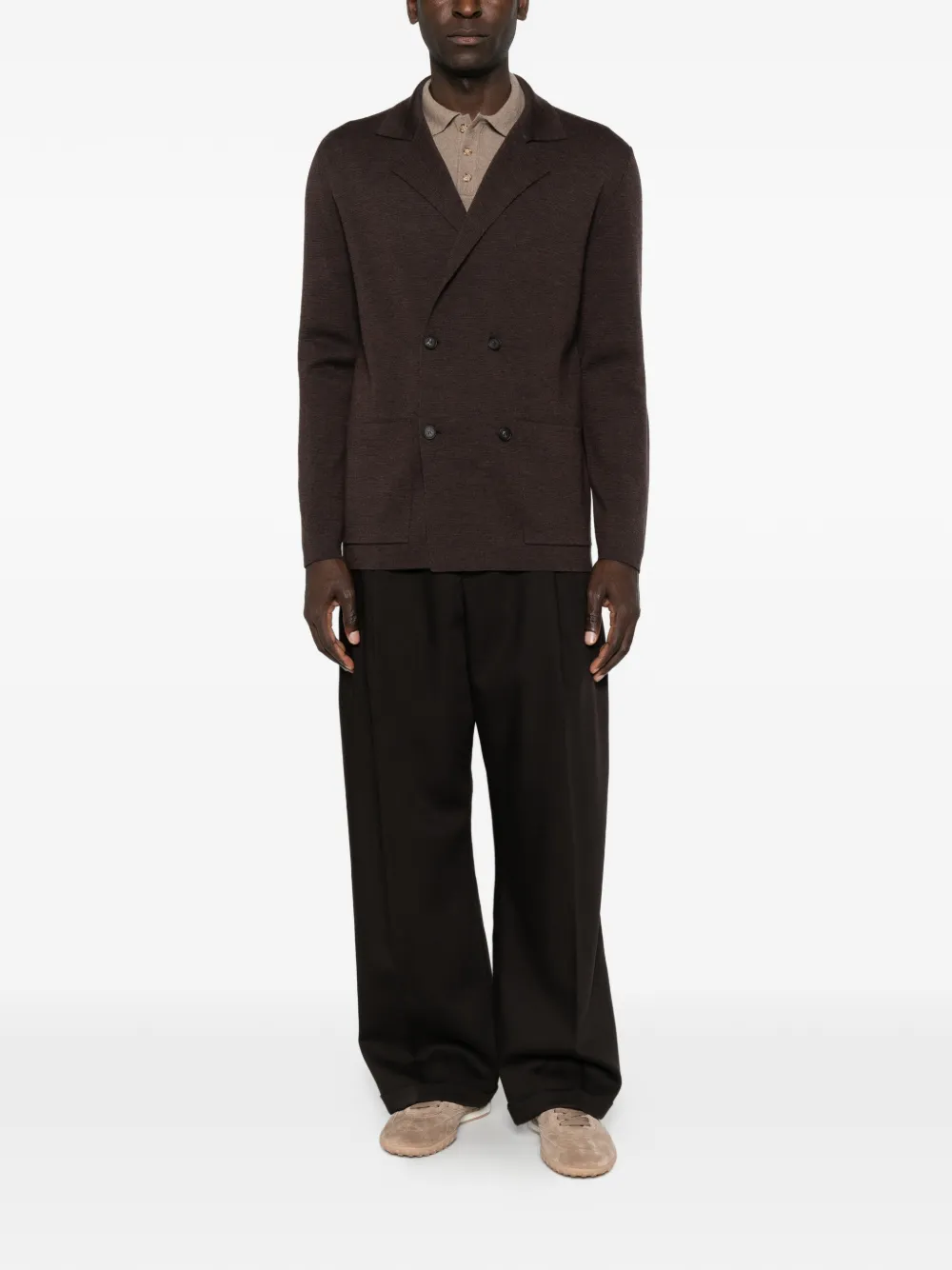 Tagliatore double-breasted knitted cardigan Bruin