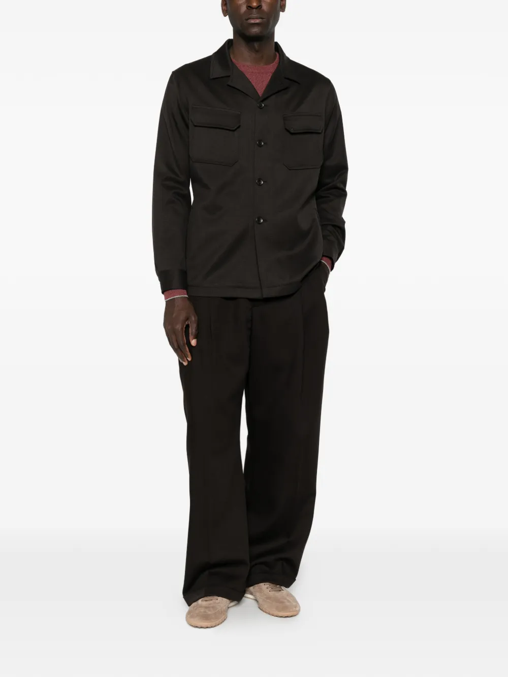 Tagliatore button-up flap-pocket shirt jacket Bruin