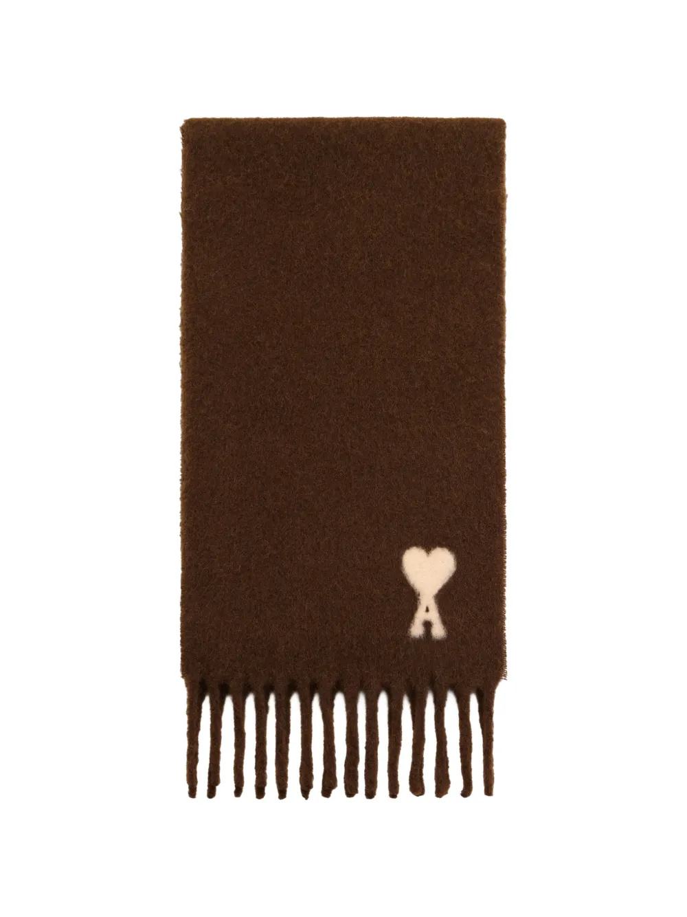 AMI Paris brown scarf with Ami de Coeur Oversize in alpaca and pure wool - Marrone
