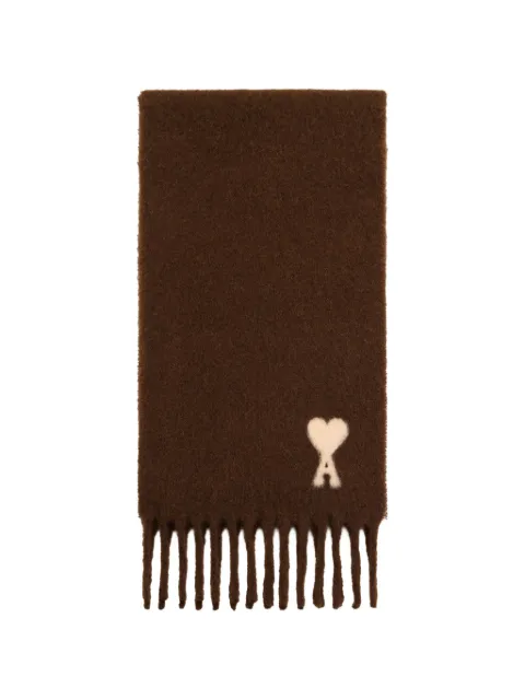 AMI Paris brown scarf with Ami de Coeur Oversize in alpaca and pure wool