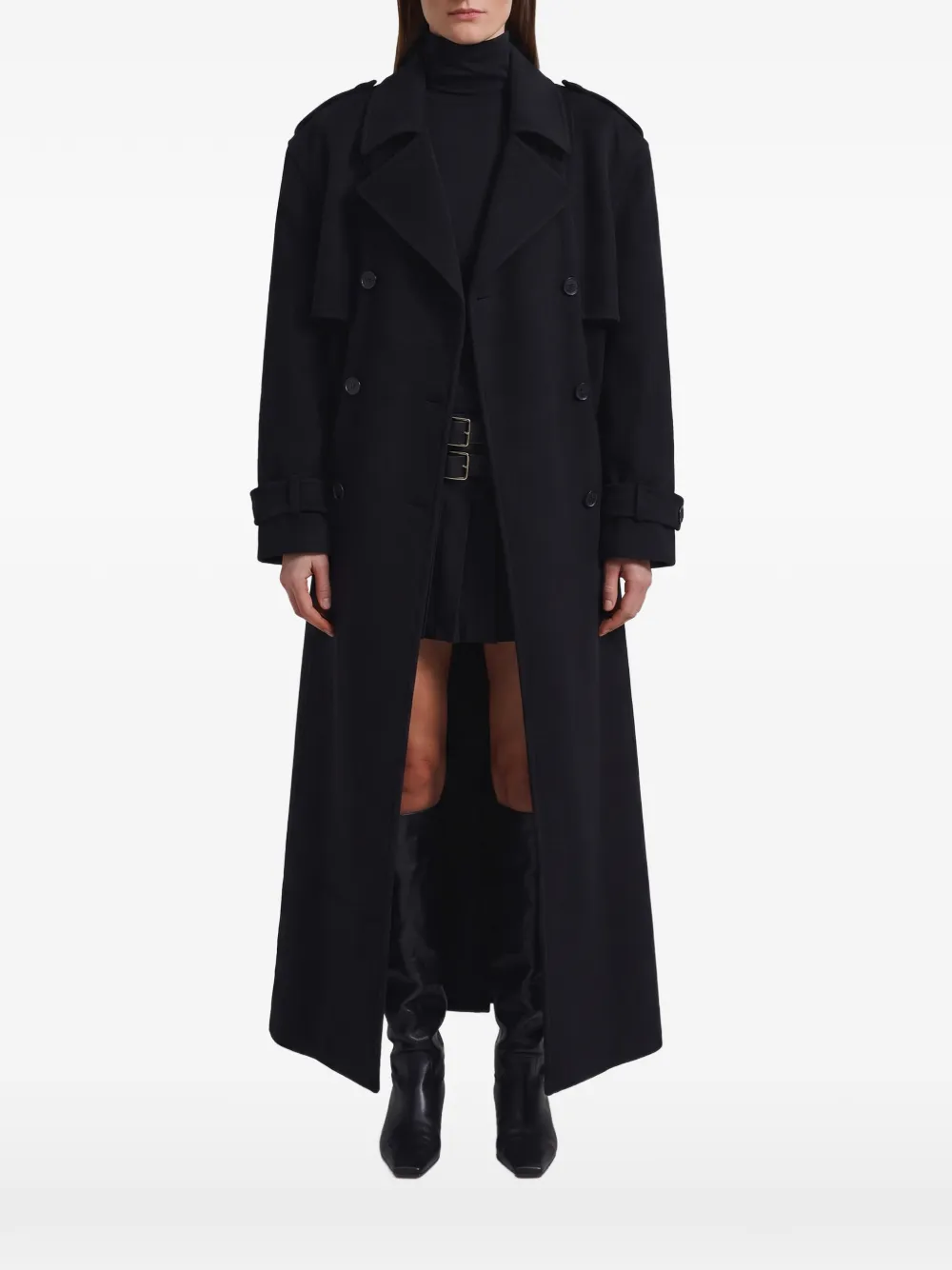 The Frankie Shop Nikola double-breasted trench coat - Nero