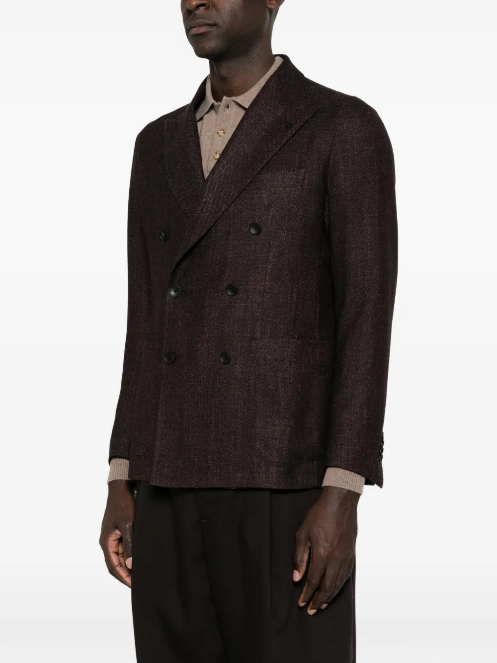 Tagliatore double-breasted peak-lapels blazer Bruin