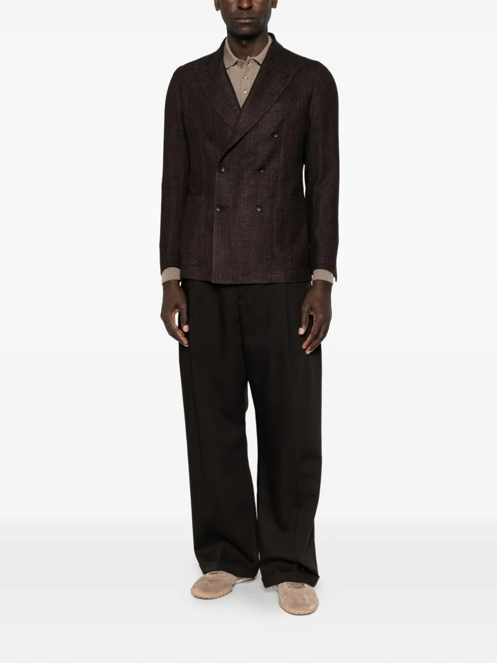 Tagliatore double-breasted peak-lapels blazer Bruin