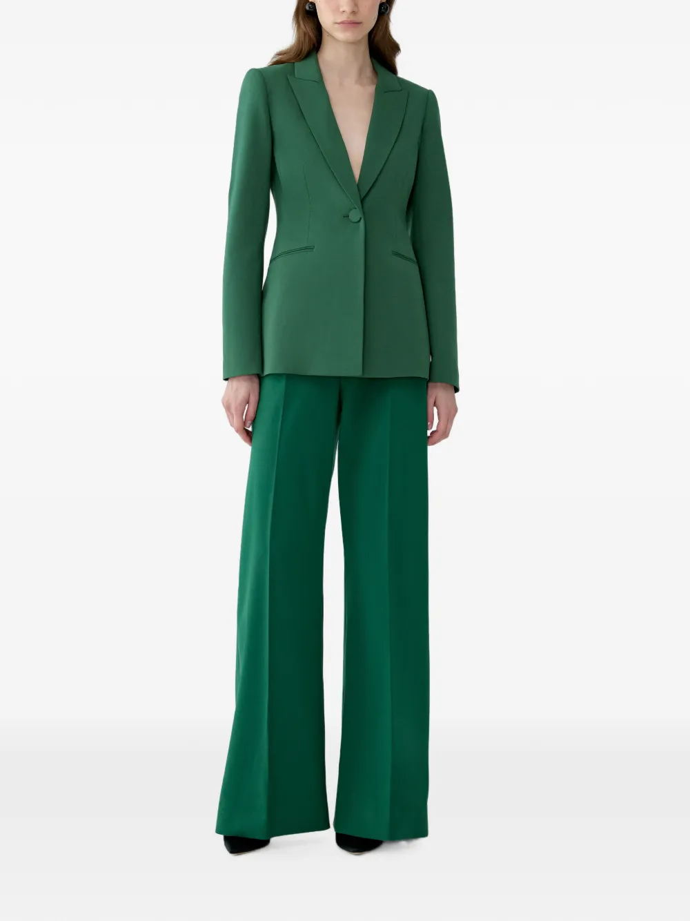 Carolina Herrera Peak-lapel Single-breasted Blazer in Green, view 3