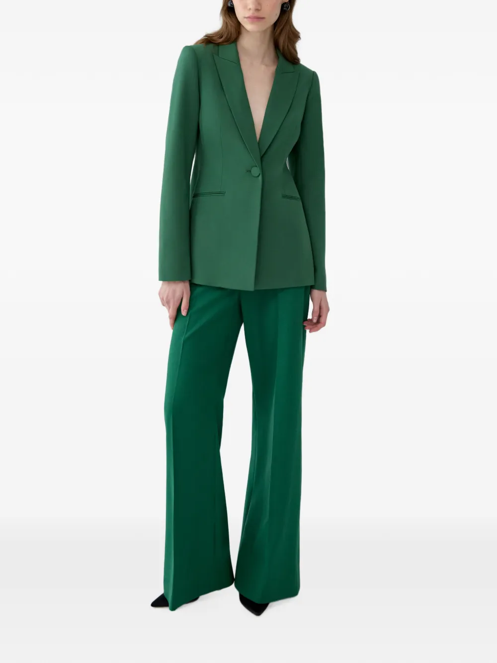 Carolina Herrera Peak-lapel Single-breasted Blazer in Green, view 2
