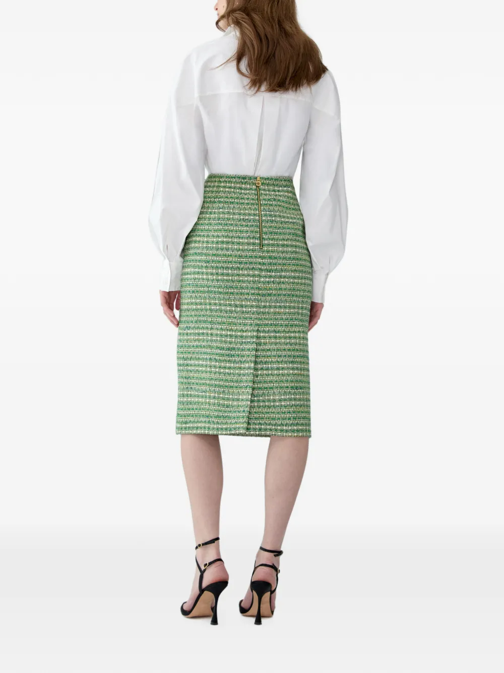 Carolina Herrera Tweed midi-kokerrok Groen
