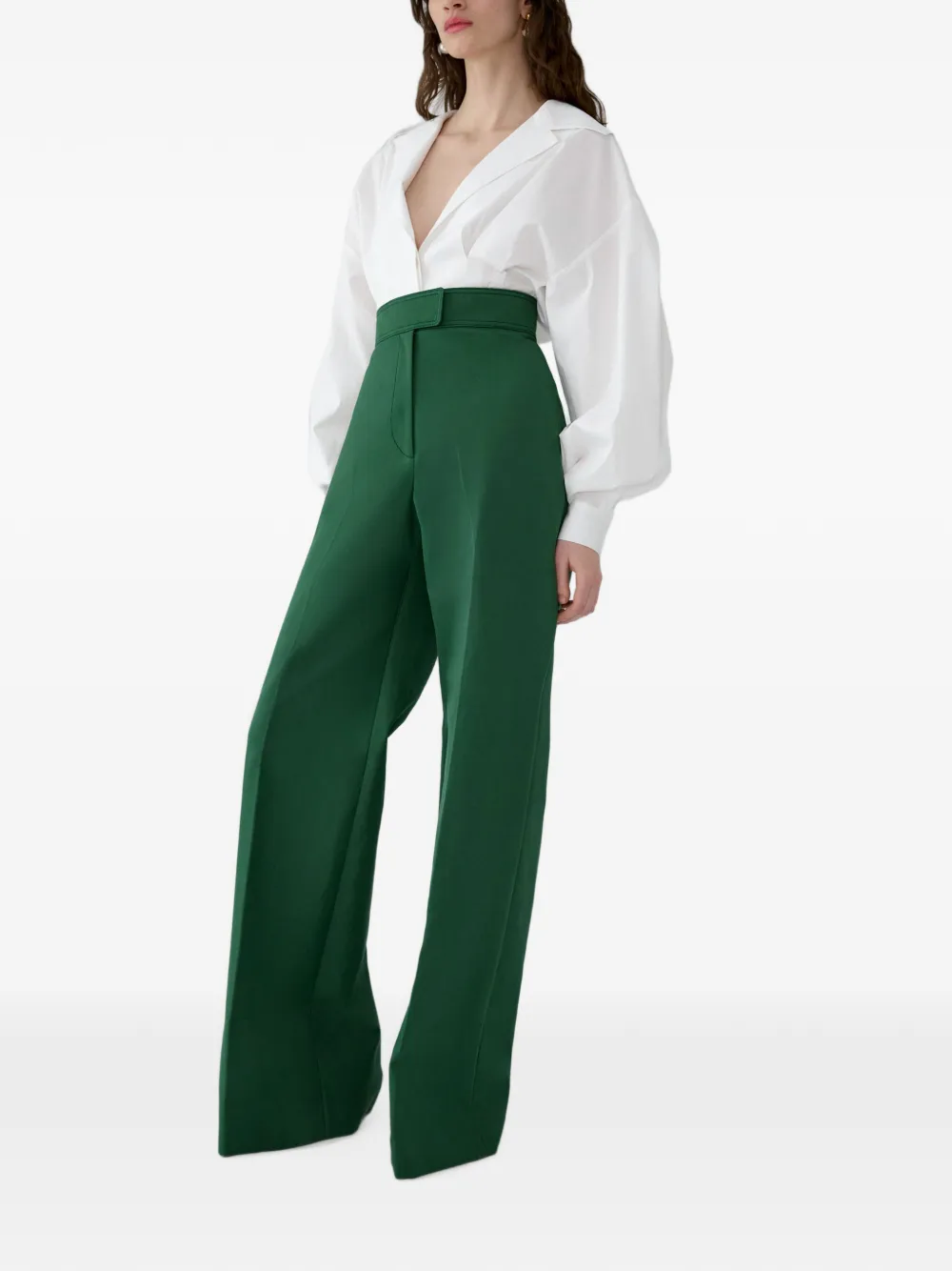 Carolina Herrera Diane broek met wijde pijpen Groen