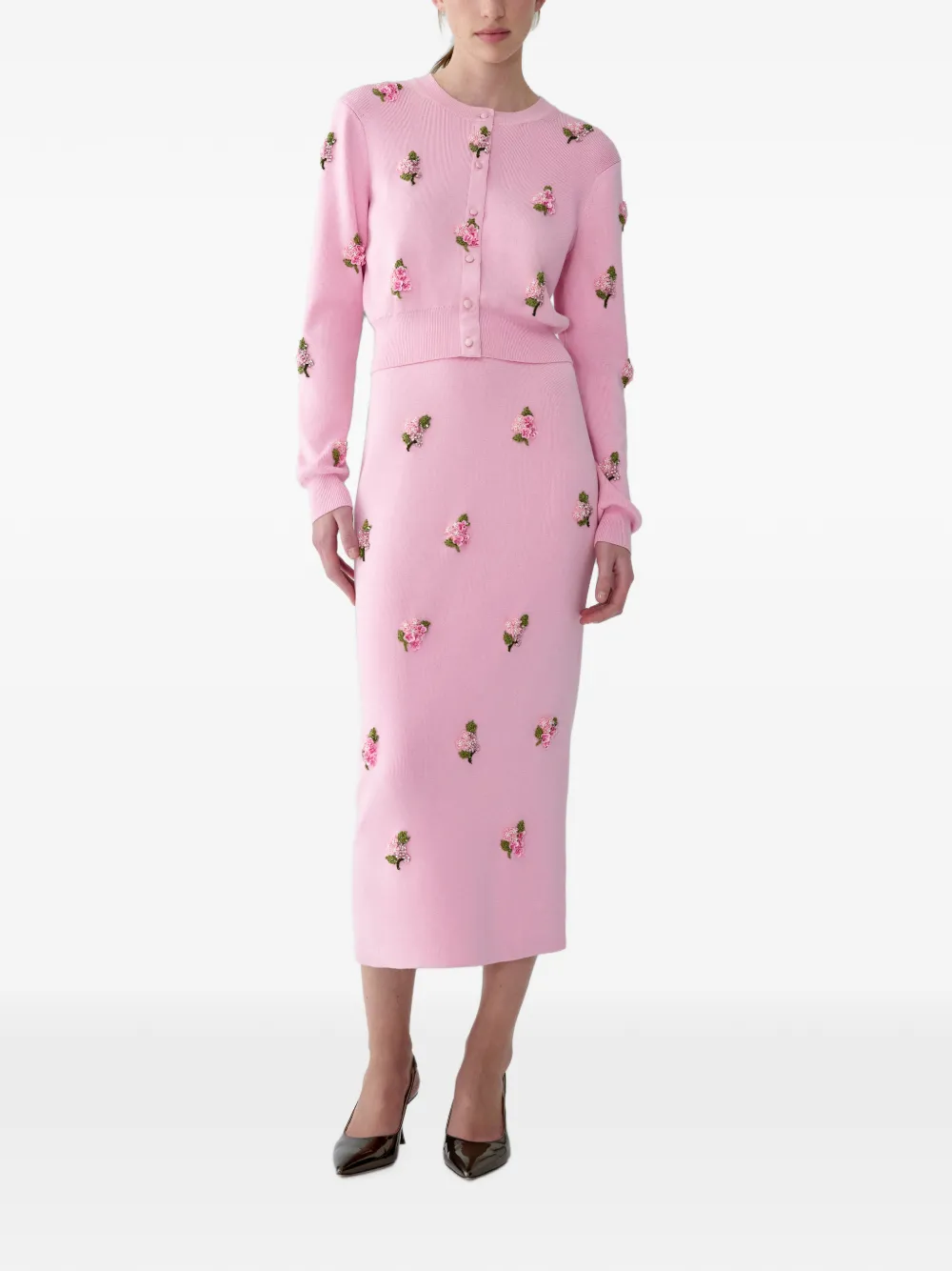 Carolina Herrera Vest met geborduurde bloemen Roze