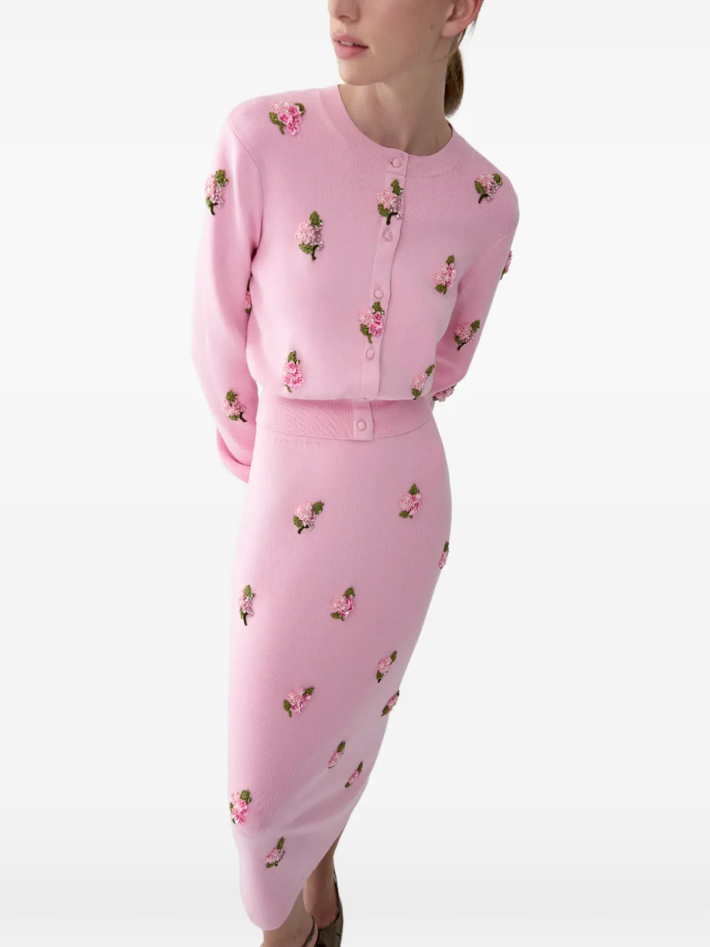 Carolina Herrera Vest met geborduurde bloemen Roze
