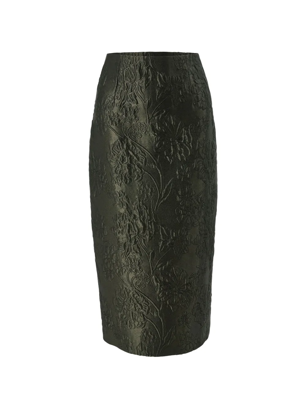 Carolina Herrera floral-jacquard cloque midi skirt - Verde