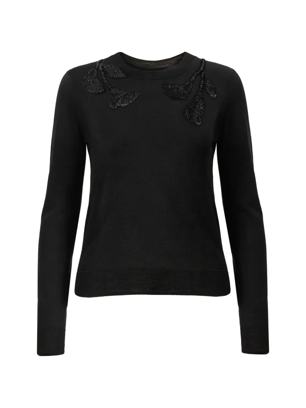 Carolina Herrera bead-embroidered floral-patch sweater - Black
