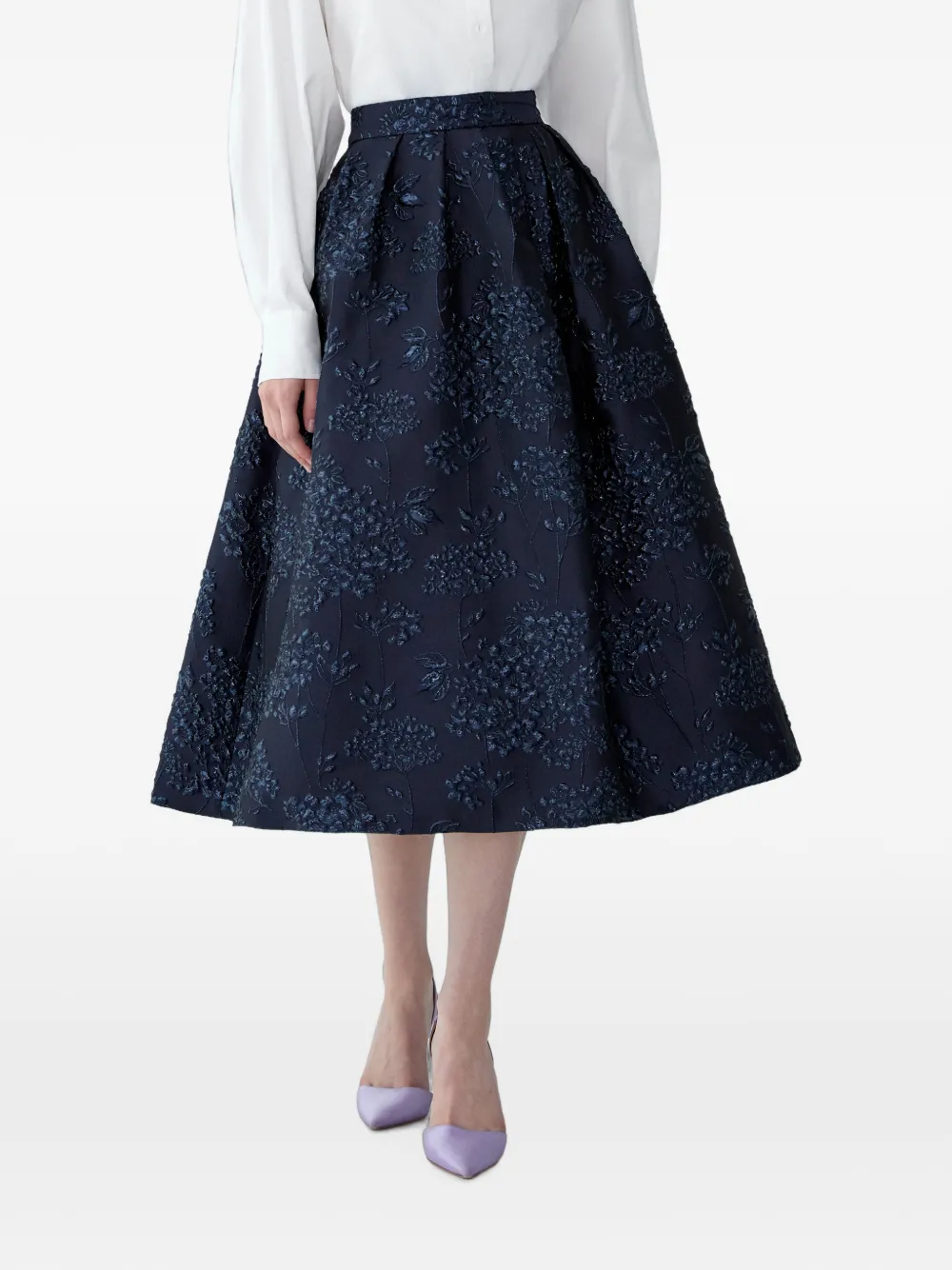 Carolina Herrera floral-jacquard midi skirt - Blu
