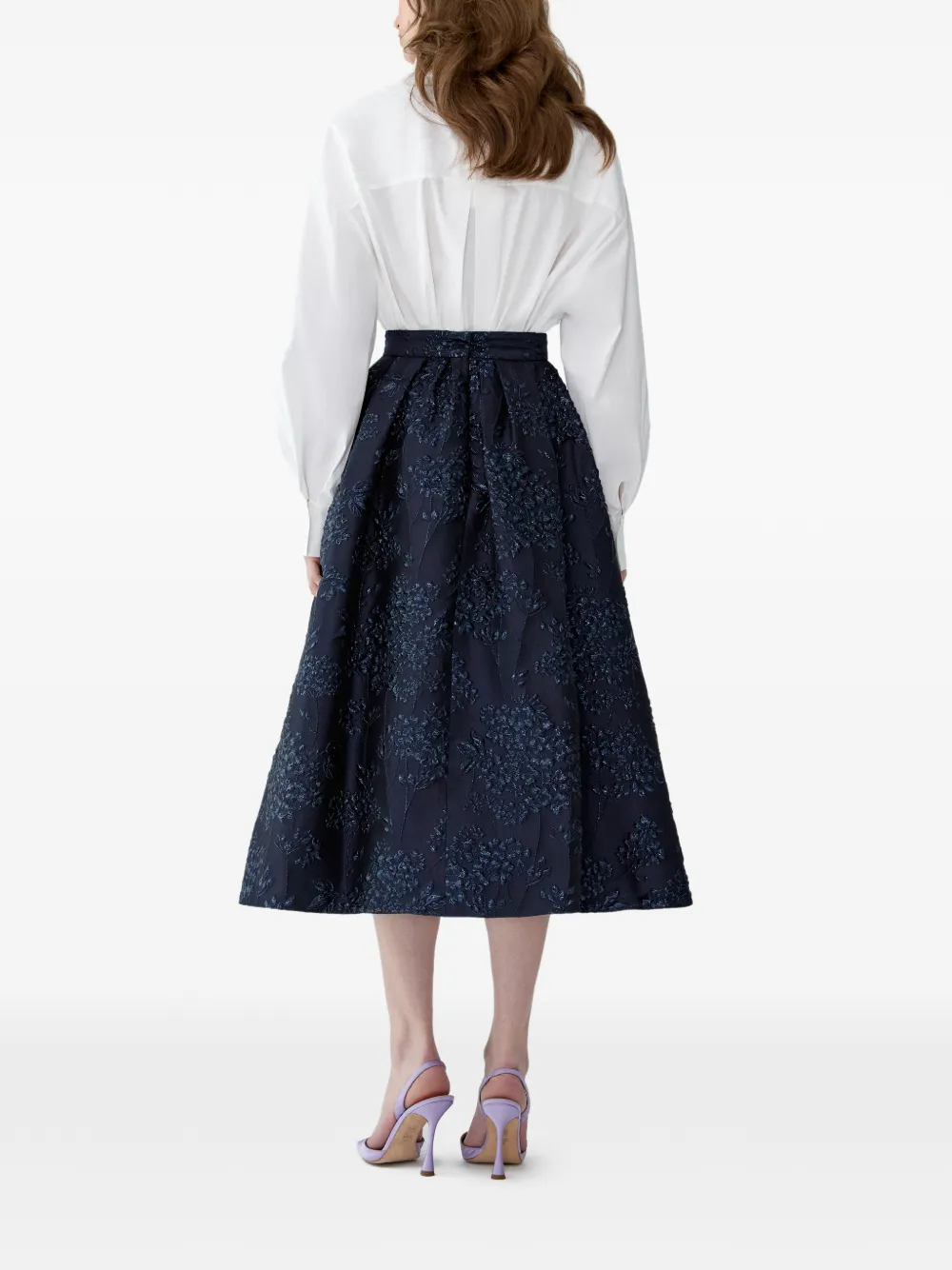 Carolina Herrera Midi-rok met bloemenjacquard Blauw