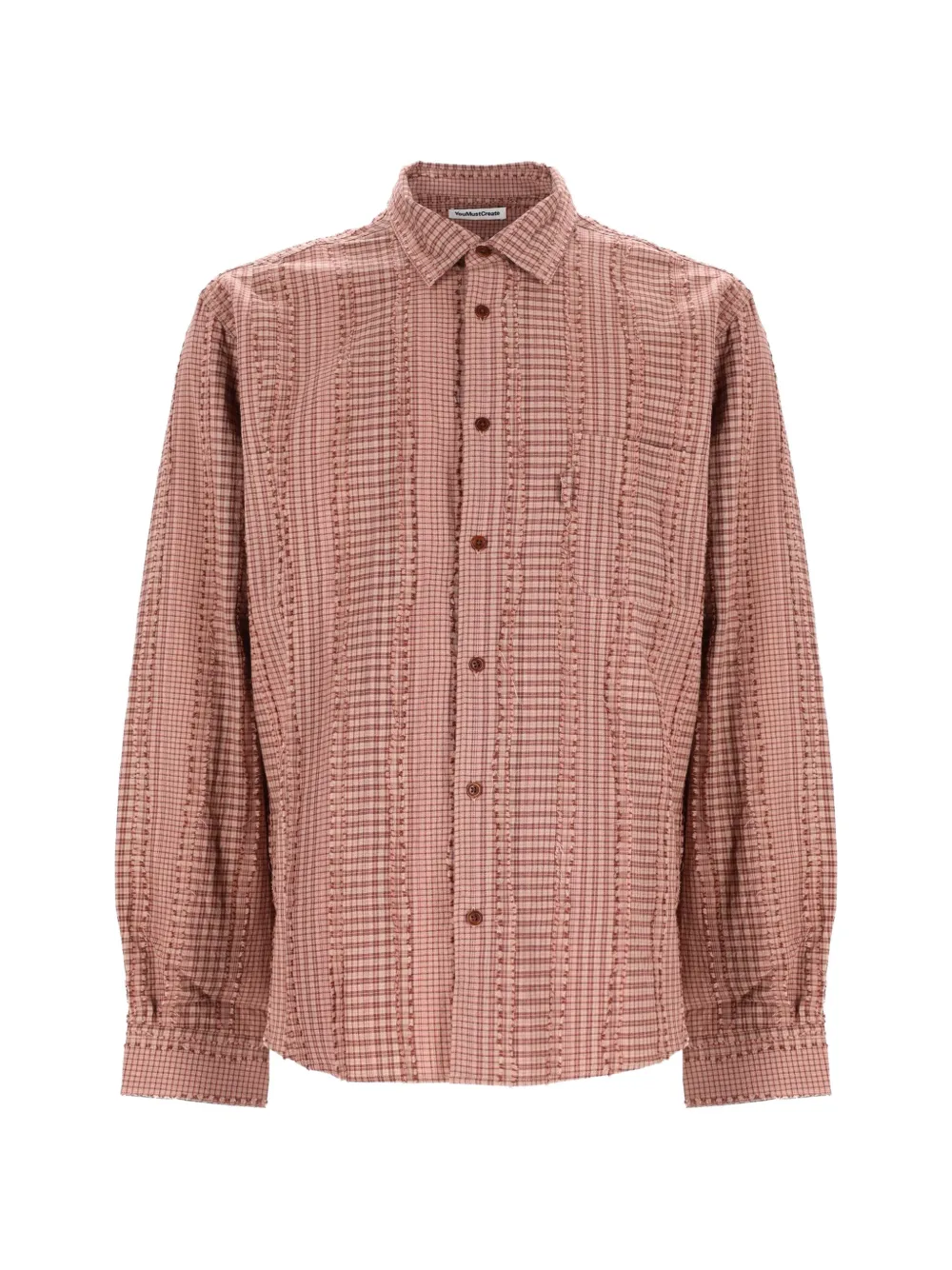 YMC Curtis check-print textured shirt Bruin
