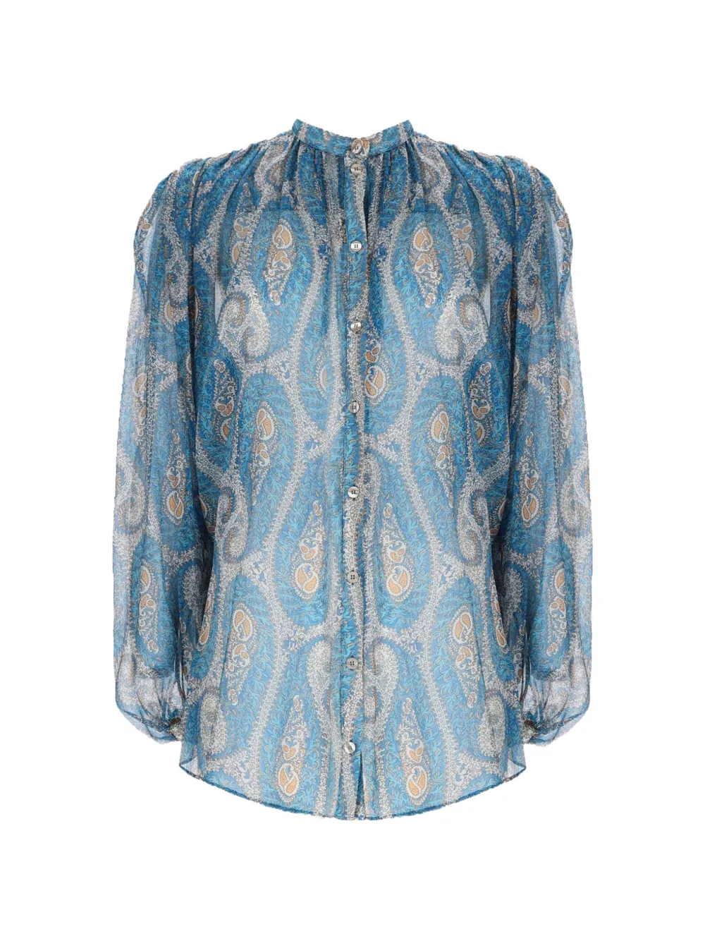 ETRO paisley-print pleated blouse - Blu
