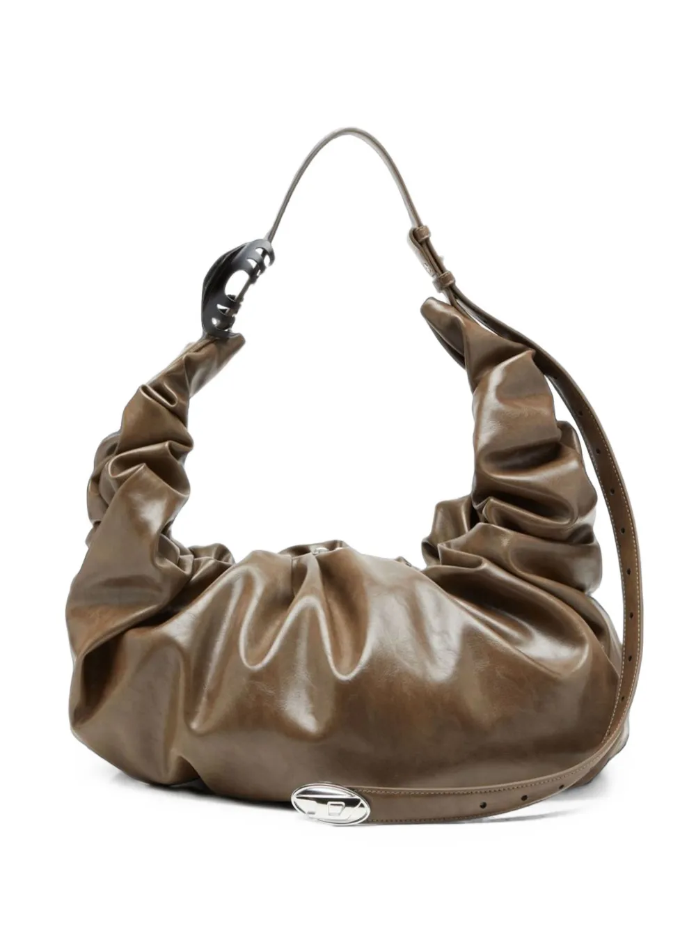 Diesel Grab-D-Large scrunched hobo bag - Marrone