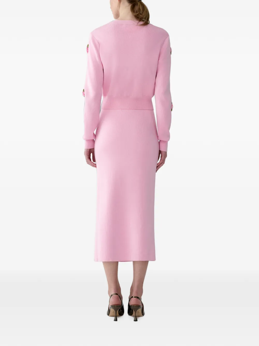 Carolina Herrera Midi-rok met geborduurde bloemen Roze