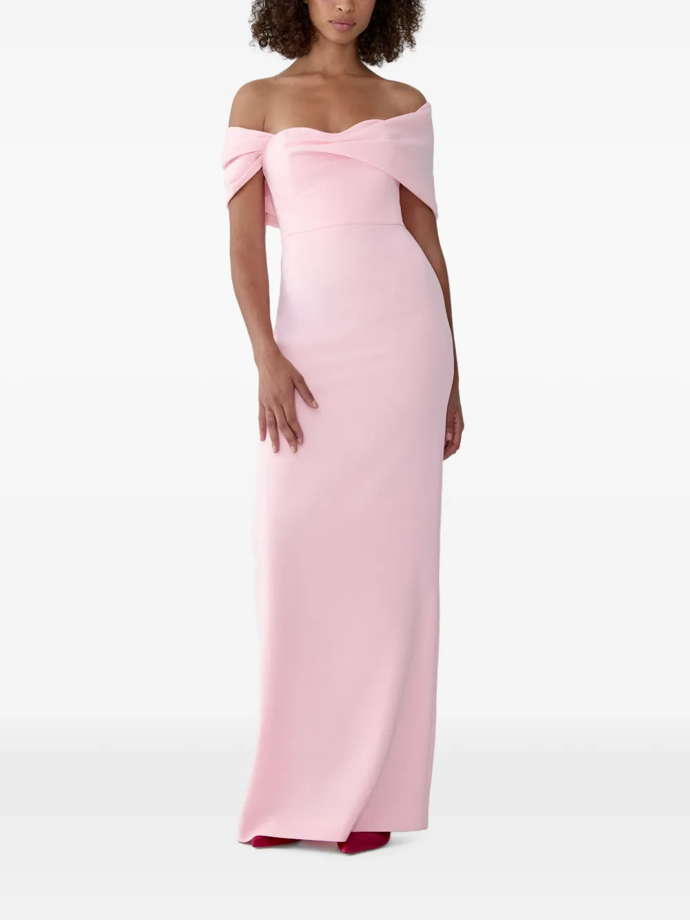 Carolina Herrera Gedrapeerde avondjurk Roze