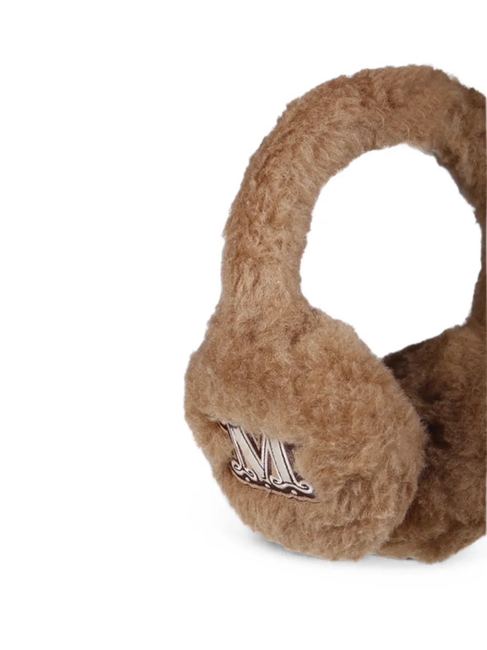 Max Mara Teddy oorwarmers met geborduurd logo Bruin