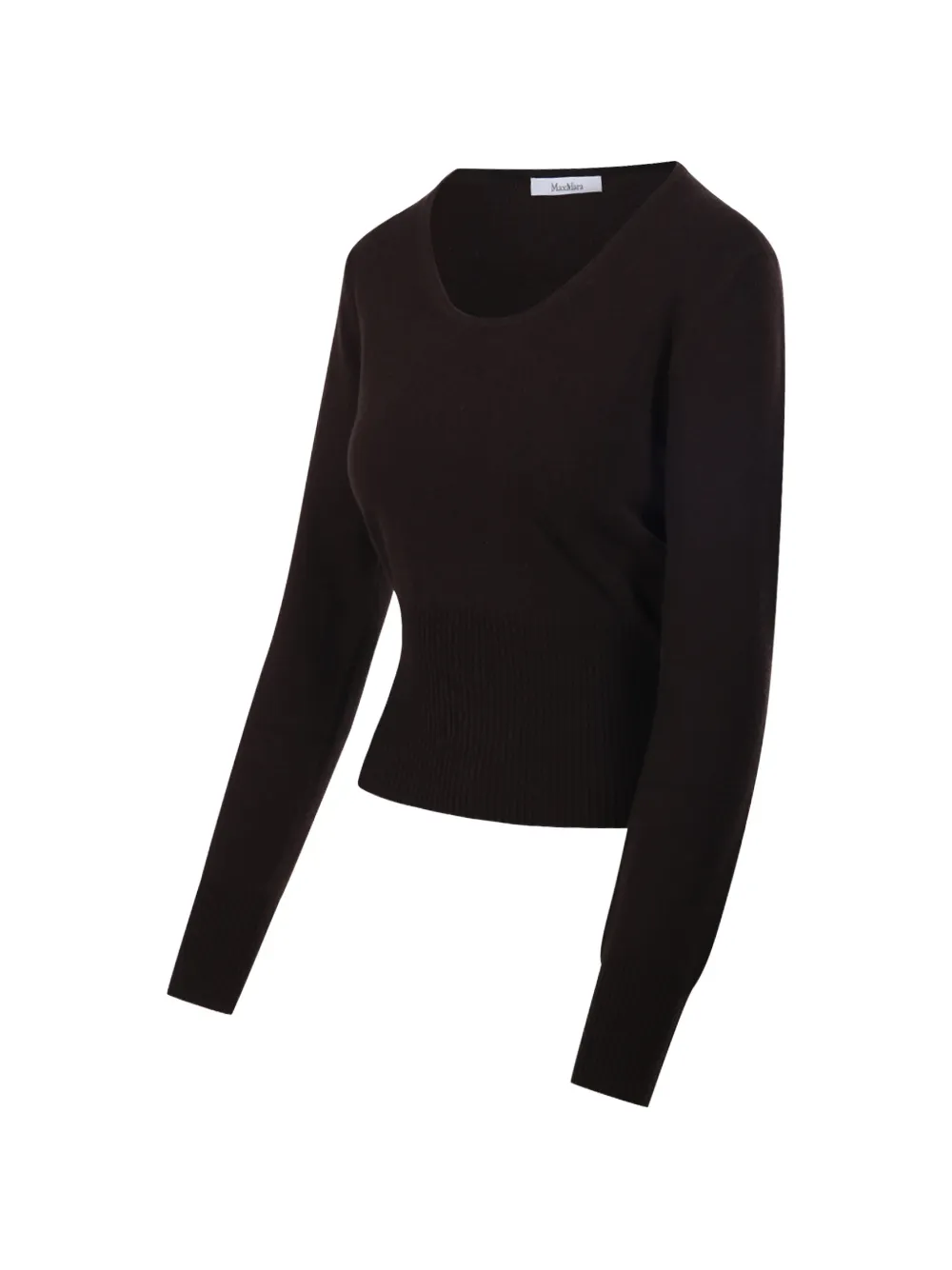 Max Mara Ribgebreide trui met diepe ronde hals Bruin