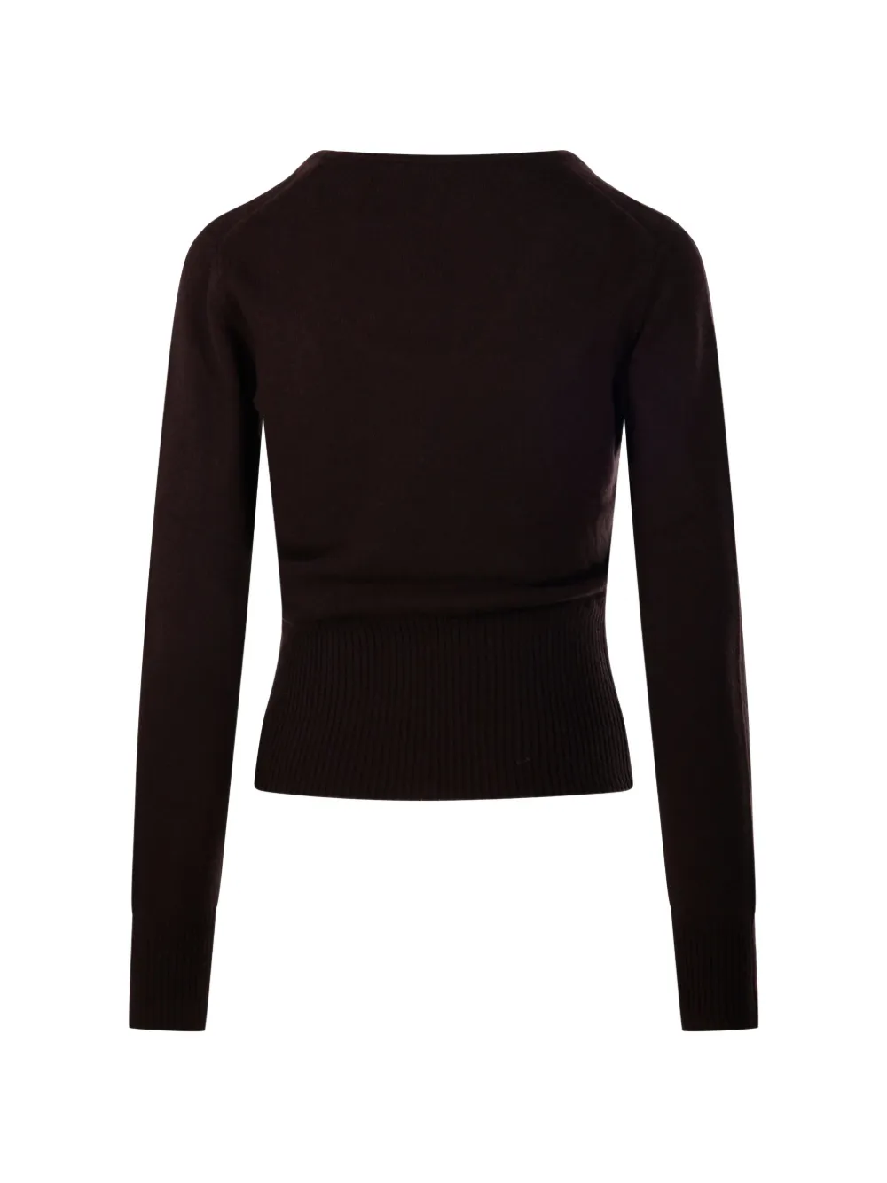 Max Mara Ribgebreide trui met diepe ronde hals Bruin