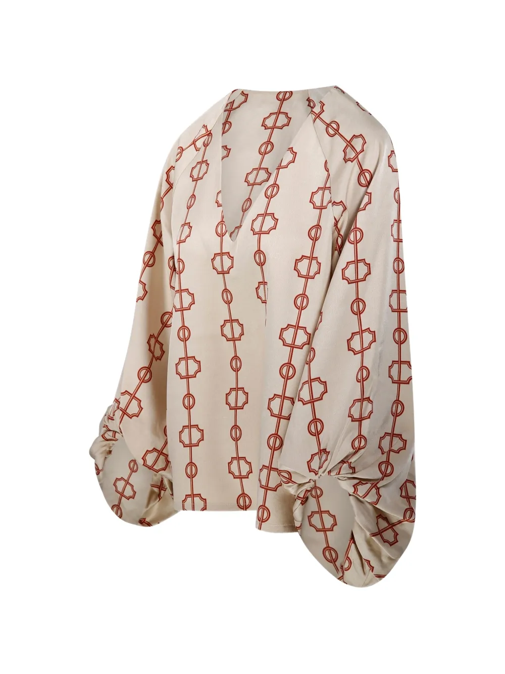 By Malene Birger Salia Parisian Scarf blouse met geometrische print Beige