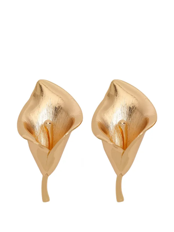 Carolina Herrera Calla Lily Clip-on Earrings in Gold