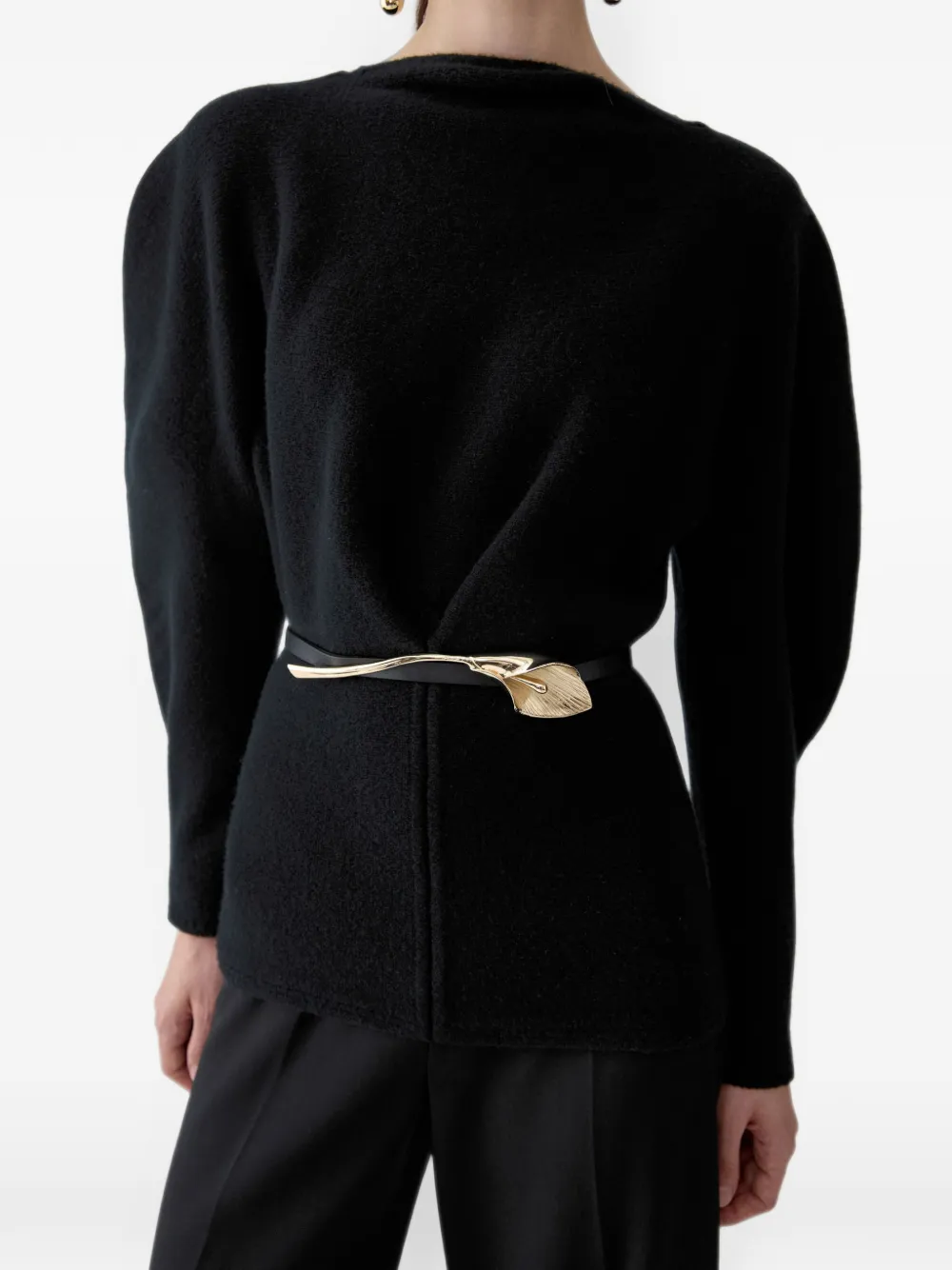 Carolina Herrera Calla Lily leren riem Zwart