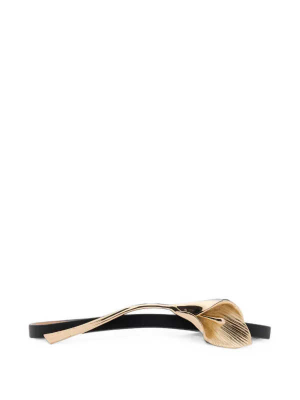 Carolina Herrera Calla Lily Leather Belt in Black