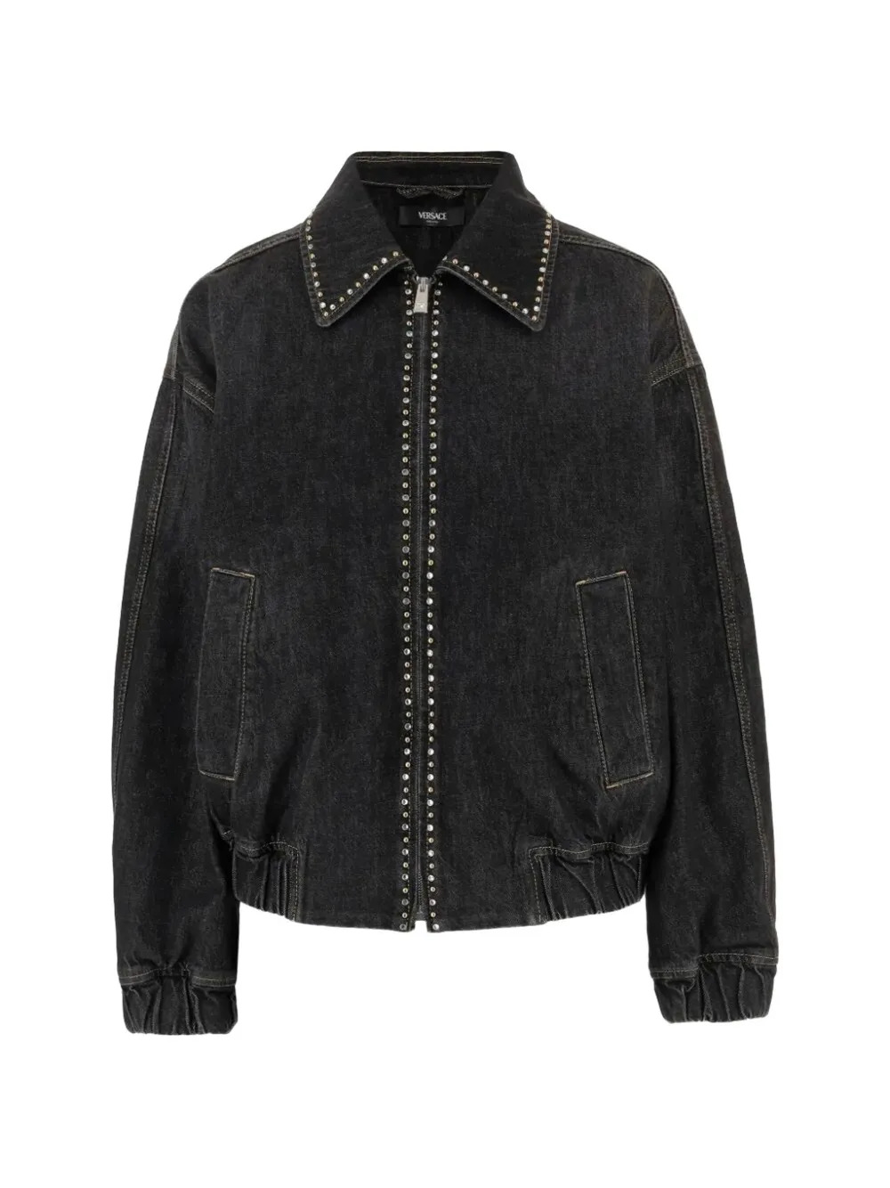 Versace crystal-embellished denim jacket
