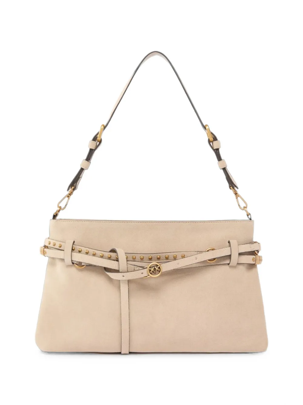 PINKO Love Birds stud-embellished shoulder bag - Toni neutri