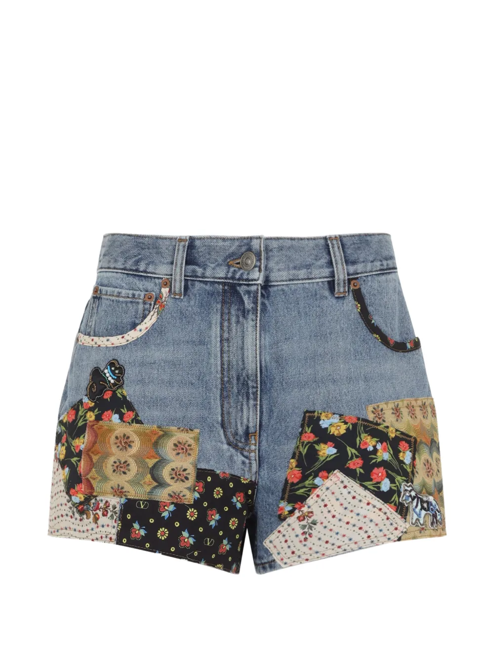 Valentino Garavani patchwork denim shorts - Blu