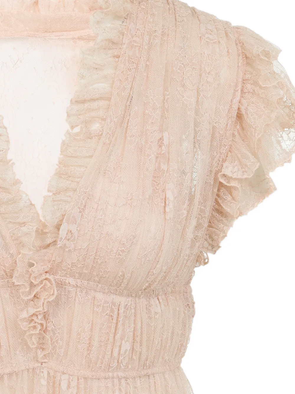 Alberta Ferretti Maxi-jurk met ruches en kant Beige