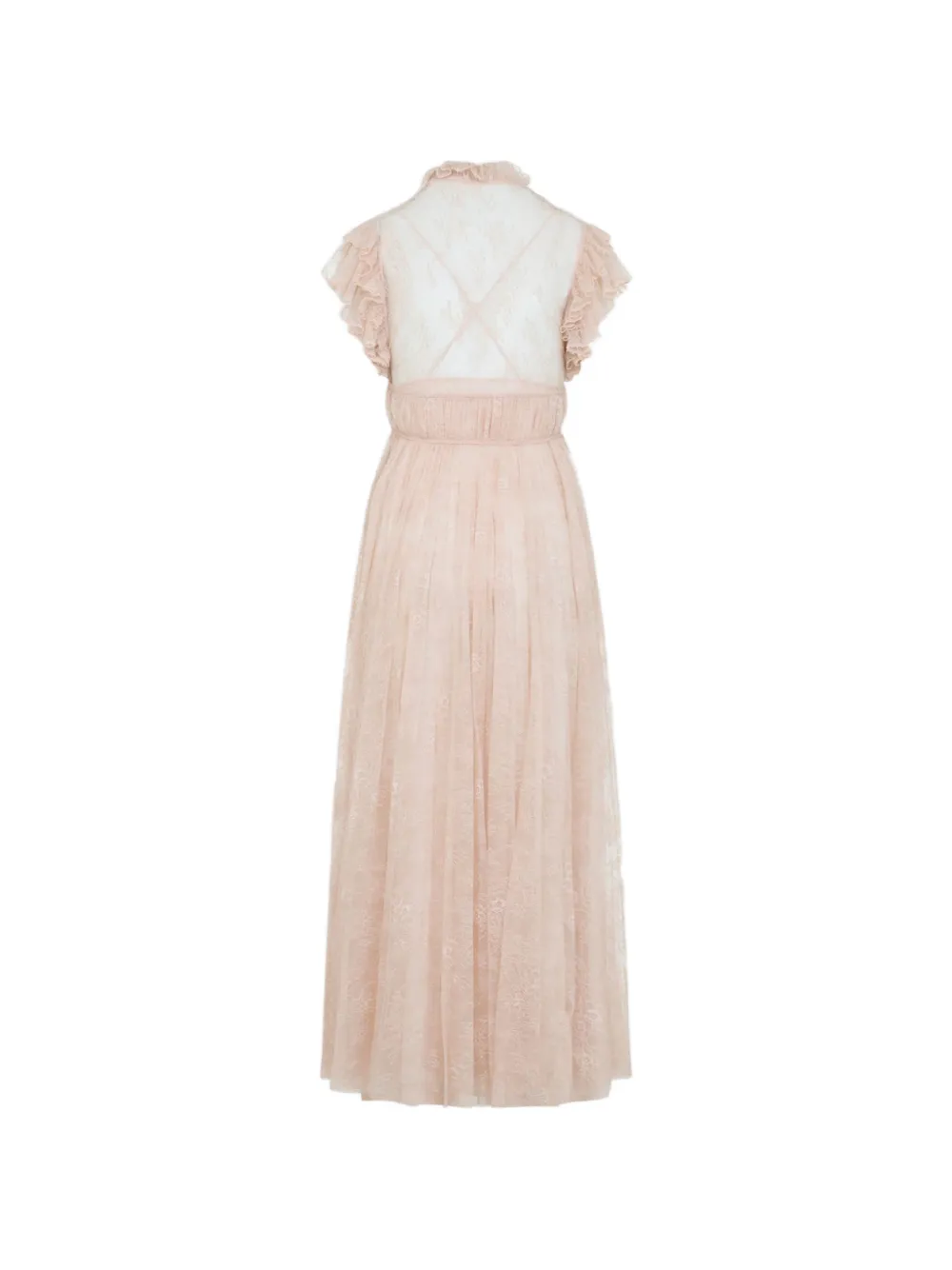 Alberta Ferretti Maxi-jurk met ruches en kant Beige