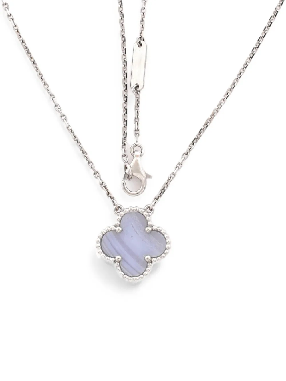 Van Cleef & Arpels Pre-Owned Vintage Alhambra Pendant 18K White Gold and Chalcedony necklace - Argento