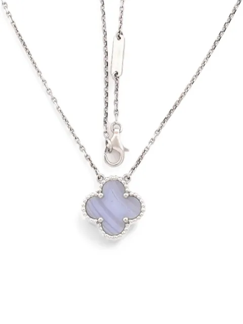 Van Cleef & Arpels Pre-Owned Vintage Alhambra Pendant 18K White Gold and Chalcedony necklace