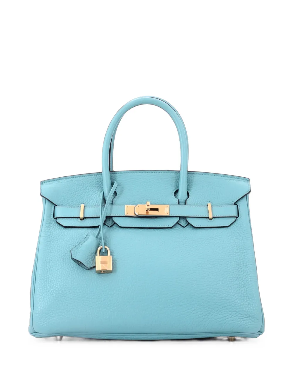 Hermès Pre-Owned Birkin Handbag Bleu Atoll Clemence with Gold Hardware 30 satchel - Blu