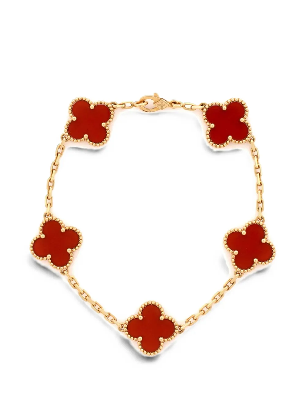 Van Cleef & Arpels Pre-Owned Vintage Alhambra 5 Motifs 18K Yellow Gold and Carnelian bracelet - Oro