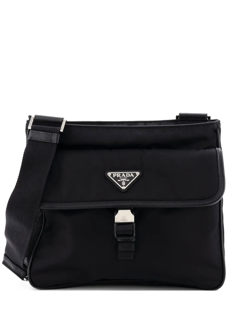 Prada Pre-Owned Buckle Flap Messenger Bag Re-Nylon Medium crossbody bag - Nero