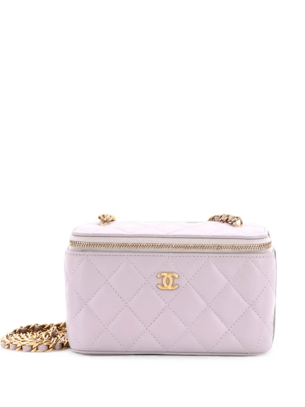 CHANEL Pre-Owned Pearl Crush Vanity Case with Chain Quilted Lambskin Small clutch bag - Grigio